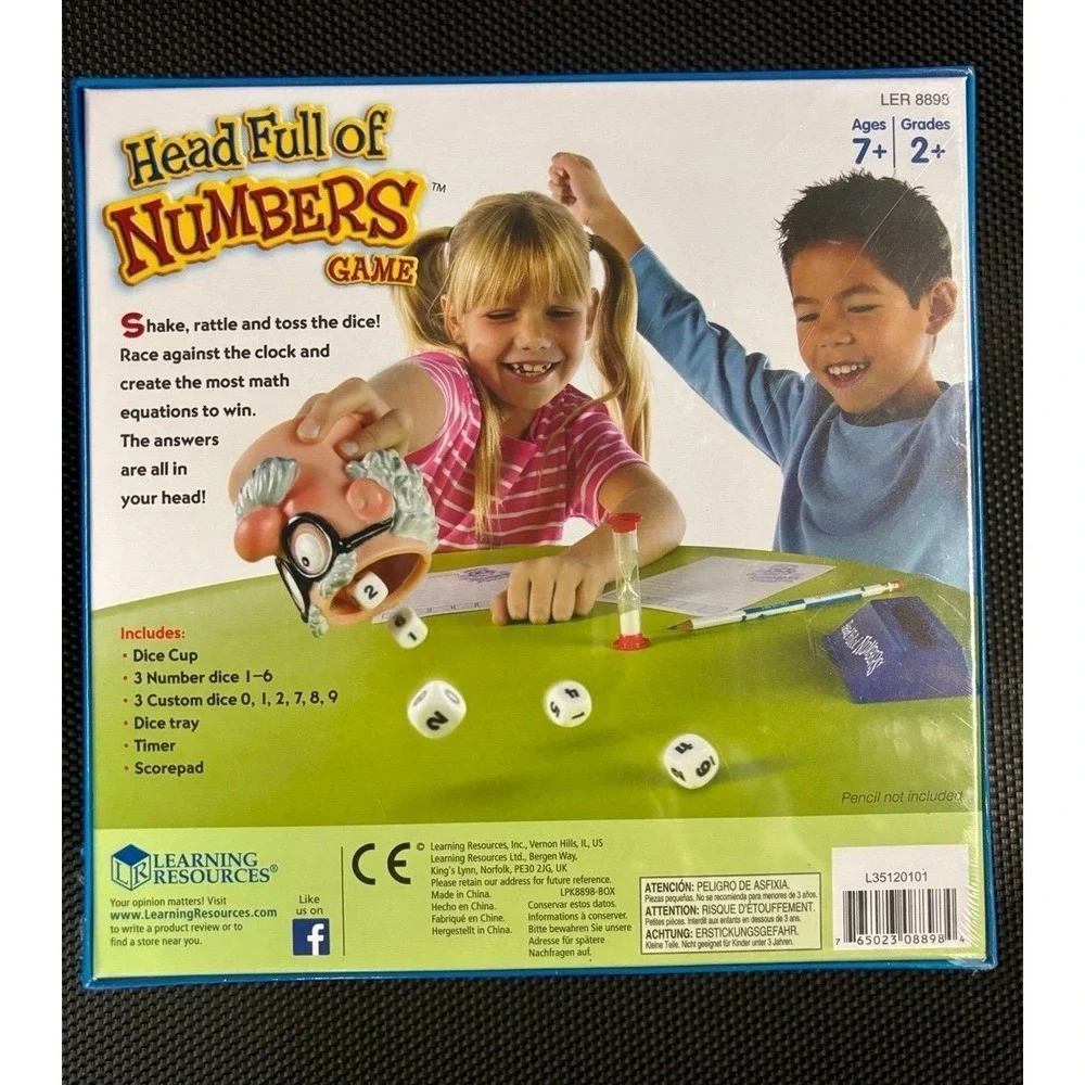 Head Full of Numbers Math Game Teacher Homeschool Learning‎ Resources